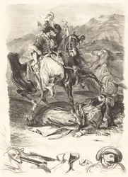 Giaourin taistelu ja Pasha Combat du Giaour et du Pacha, 1827.