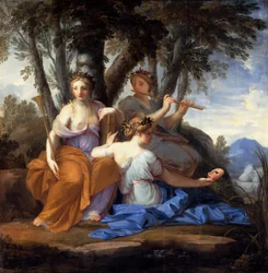 Muusat Kleio, Euterpe ja Thaleia