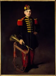 Joukkolapsi (trumpetin kanssa). Eva Gonzalesin (1849-1883) maalaus