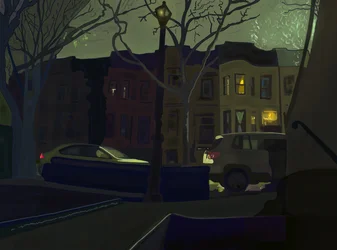 6 AM South Side of Street, Prospect Park (digitaalista taidetta)