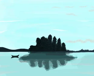 Lake In Maine, 2015 (käsin piirretty iPadilla Applen kynällä)