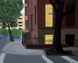 Willow and Middagh Street, 2016 (käsin piirretty iPadilla Apple-kynällä).