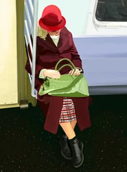 Nainen metrossa (digitaalista taidetta)