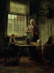 Perheateria, n. 1890 (öljy kankaalle)