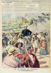 M. le Myre de Vilers Madagaskarilla, kuvitus "Le Petit Journalista", 22. lokakuuta 1894 (värinen kaiverrus)