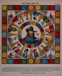 Schwarzer Peterin eli Black Peterin peli, Ackermannin, Wissembourg, julkaisema broadsheet.