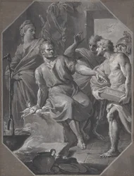 Manius Curius Dentatus kieltäytyy samnilaisten lähettiläiden lahjoista, 1732-92.