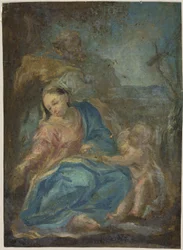 Lepää lennossa Egyptiin (recto); Rukouskirkon madonna (käänteinen)