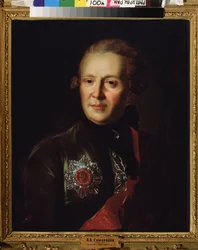 Muotokuva runoilija Aleksanteri Sumarokovista (Aleksandri Sumarokov) (1717-1777). Fjodor (Fjodor tai Fiodor) Stepanovitš Rokotovin (1735-1808) maalaus öljy kankaalle