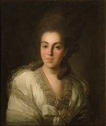 Kreivitär Anna Aleksandrovna Golitsynan muotokuva 1739-1816, s. Baroness Stroganova, 1777