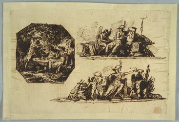 Bacchus, Apollo ja Mnemosine; Minerva palkinnoilla