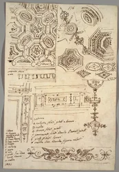 Koriste-aiheet; Verso: Anatomiset tutkimukset