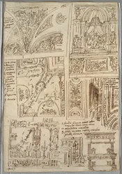 Viisi tutkimusta katosta groteskeilla; madonna