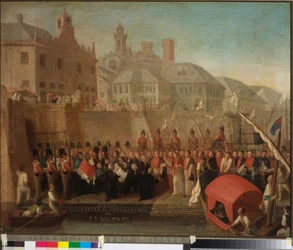 H.S.:n vierailu Genovan vapaasatamassa Paavi Pius VII, n. 1818 (öljy kankaalle)