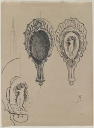 Suunnittelu käsipeiliin, c. 1900-1902.