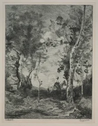 Maisema, tai Valkoinen hevonen, Corotin mukaan, c. 1858.