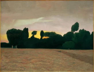Paysage de Normandie, soleil couchant