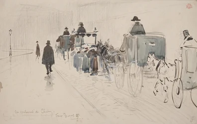 Au Boulevard de Clichy (kynä ja akvarelli paperille)