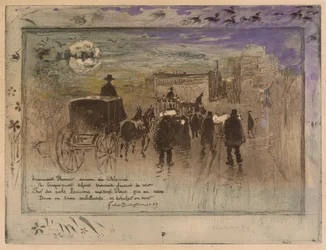 Hautajaiskulkue Boulevard de Clichyllä, 1887.