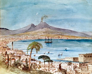 Felix Mendelssohnin Vesuvius-akvarelli kuvakirjasta pojalleen Paulille.