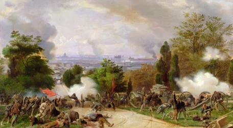 Taistelut Pere Lachaisen hautausmaalla vuonna 1871 (öljy kankaalle)