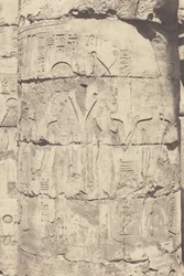 Karnak (Thebe), palatsi--Hypostyylisali--keskipylväs--futin koristelu,1853 (kuva)