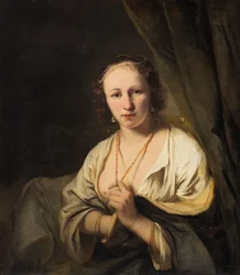 Nainen, jolla on helmiä hiuksissaan, noin 1653