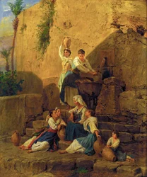 Am Brunnen in Taormina - Taorminan suihkulähteellä Taorminassa