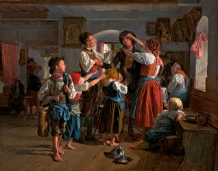 Varusmiehen jäähyväiset - Ferdinand Georg Waldmuellerin (1793-1865) maalaus, öljy puulle (59x74 cm)