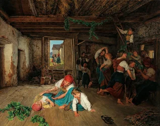 Valmistellaan viininkorjuun juhlaa, 1860.
