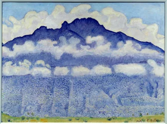 Schynige platte (vuoristomaisema Oberlandissa, Sveitsin Alpeilla). Ferdinand Hodlerin (1833-1918) maalaus Ec. Seuraa.