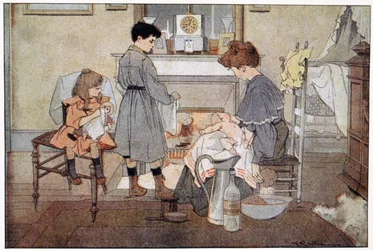 Vauvan kylpy, n. 1930 (printti)
