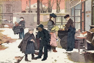 Kastanjakauppias, Lapsuuden kuvakirjassa, n.1900 (kaiverrus)