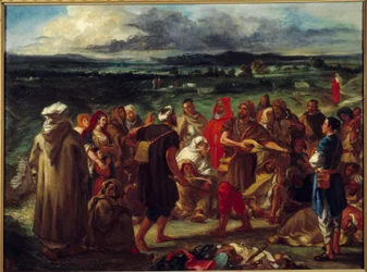 arabien hörhöjä. Eugene Delacroix (1798-1863) maalaus