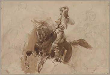 Panssarihahmo hevosselässä recto, n. 1828.