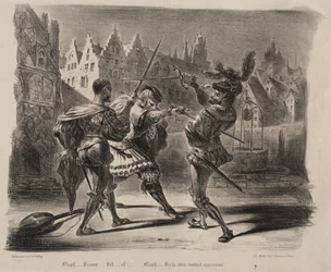 Kuvituksia Faustille: Faustin ja Valentinin kaksintaistelu, 1828.