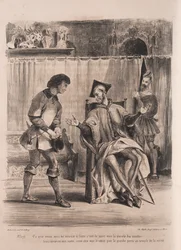 Kuvituksia Faustille: Méphistophélé vastaanottaa koulupojan, 1828.