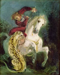 Jaguar hyökkää hevosmieheen, n. 1855