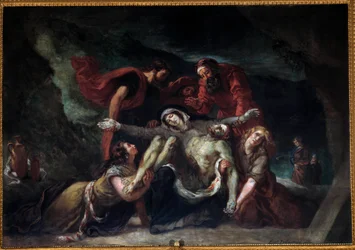 Eugene Delacroixin (1798-1863) maalaus Pieta eli "" Deploration" 1844 Sun. 3,55 x 4,75 m Saint-Denis du Saint-Sacrementin kirkko Pariisissa.