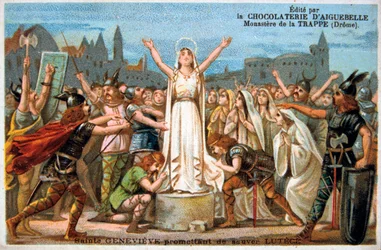 Saint Genevieve lupaa pelastaa Lutecen keskiajan. 1800-luku