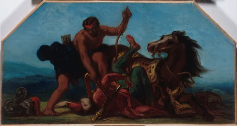 Luonnos Pariisin kaupungintalon Salon de la Paix -näyttelyä varten: Hercules kukistaa amatsonikuningatar Hippolytan vuosina 1849-1852 (öljy kankaalle).