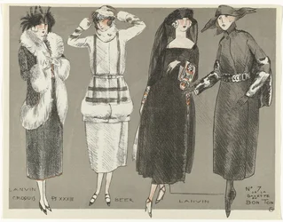 Gazette du Bon Ton, 1920 - nro 7, Croquis Pl XXXIII: Lanvin / Beer / Lanvin (otsikko esineessä)