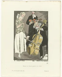 Gazette du Bon Ton, 1920 - nro 9, pl. 66: O Maitre el Relicario / illallismekko, jossa on nauha (otsikko esineessä)
