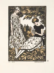 Un Peu, Beaucoup, muotikuvakokoelmasta, 1920 (pochoir-painatus).