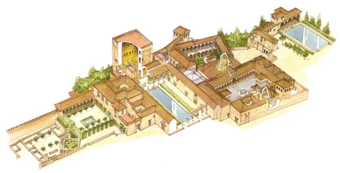 Alhambra, Granada, Espanja. Kuninkaalliset palatsit