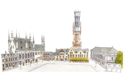 Burgin aukio. Brugge, Belgia.
