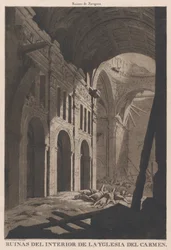 Näkymä Saragosin Nuestra Senora del Carmenin kirkon sisätilojen raunioista..., 1808-14