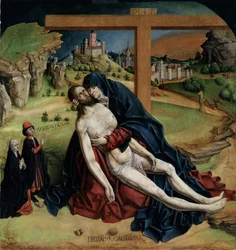 Vierge de pitie - (Pieta) Peinture de Fernando Gallego (jae 1440-1507) 1470 Dim. 1,25 x 1,09 m Madrid, Musee du Prado
