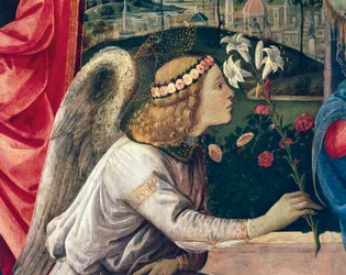Ilmoitus ja pyhät, Filippino Lippi (1457-n. 1504), öljy kankaalle