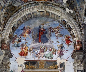 Neitsyt Marian taivaaseenottaminen, yksityiskohta, 1488-1492, Rooma, Santa Maria sopra Minervan kirkko, Carafa-kappeli, Italia
